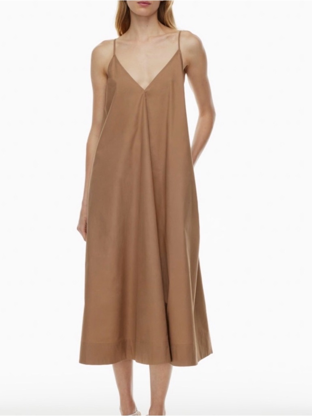 Aritzia Babaton Nouvelle Poplin Spaghetti Strap Dress in Brown Saville Small